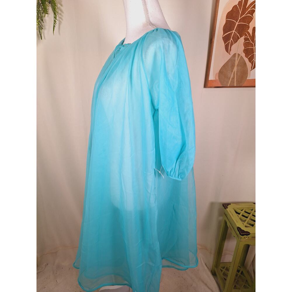 Fantasy Lingerie Women's Teal Vintage Nightgown Cover Small - Picture 4 of 5